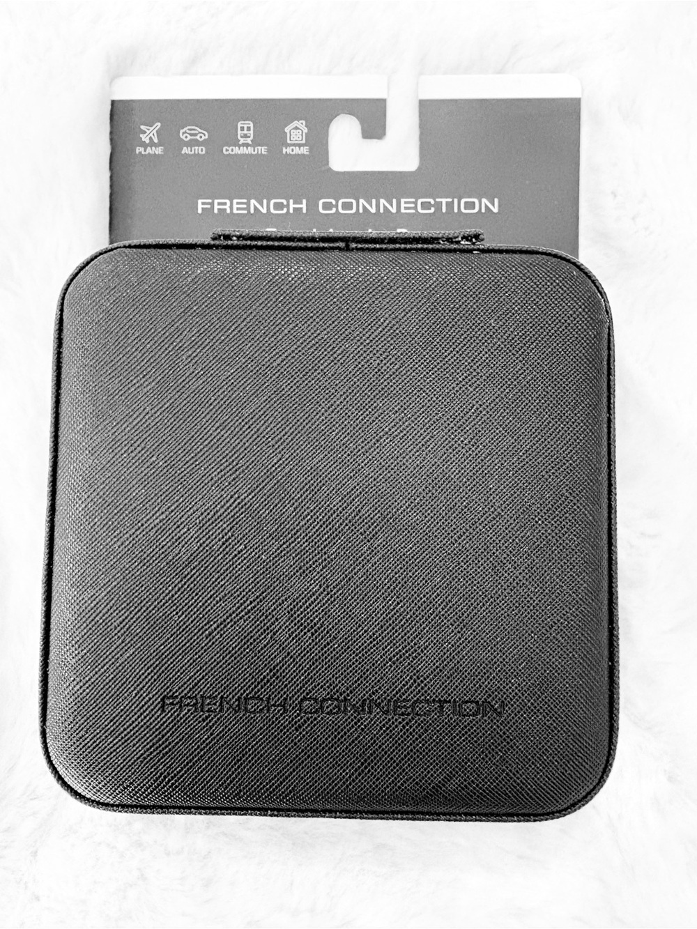 French Connection Black Textured Jewelry Travel Case NWT